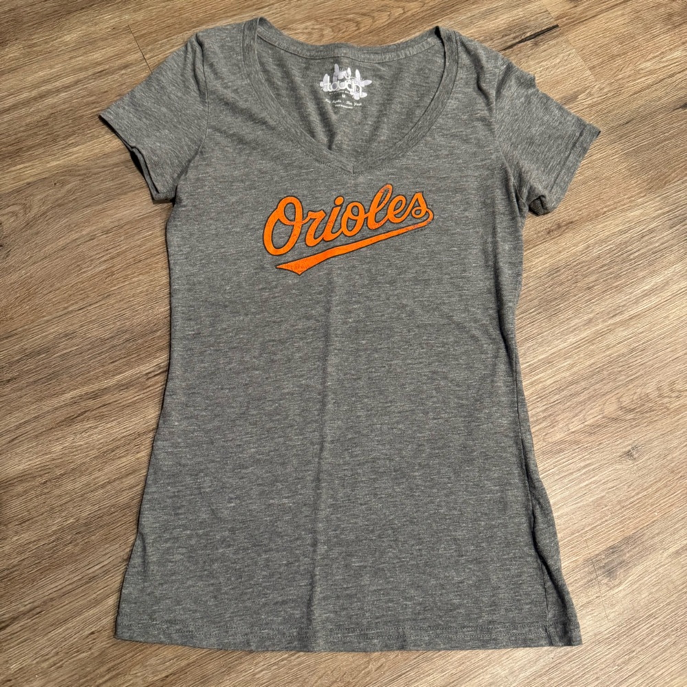 Baltimore Orioles Touch by Alyssa Milano Gray and Orange Tee